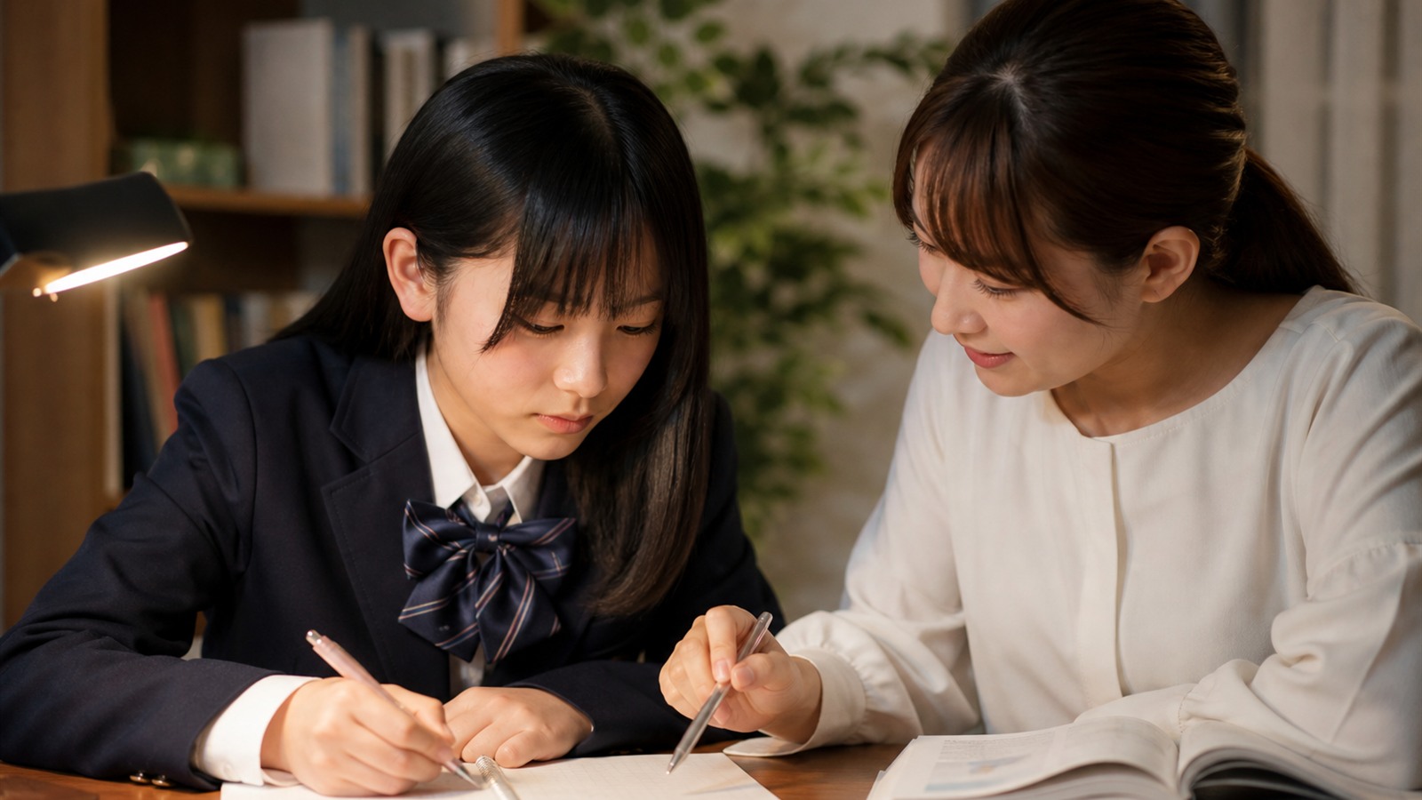 1対1で教わる中学生